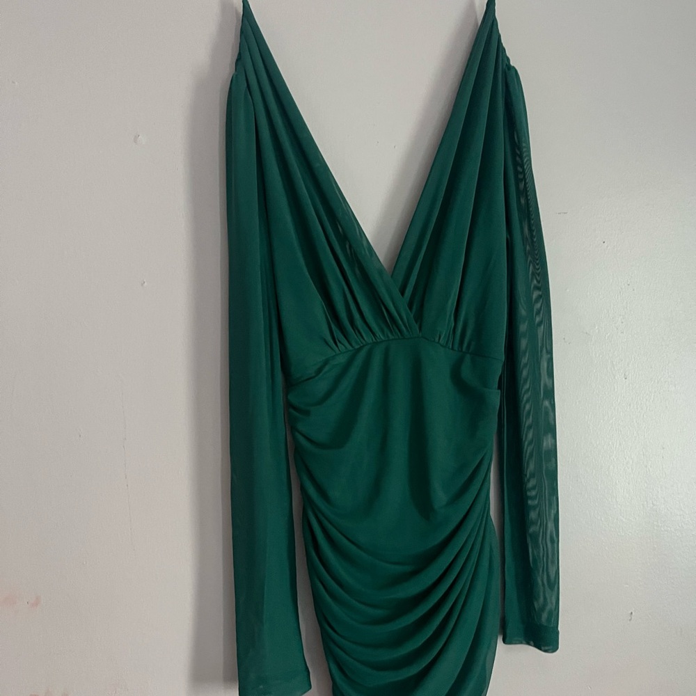 Fashion Nova Teal Long Sleeve Dress
